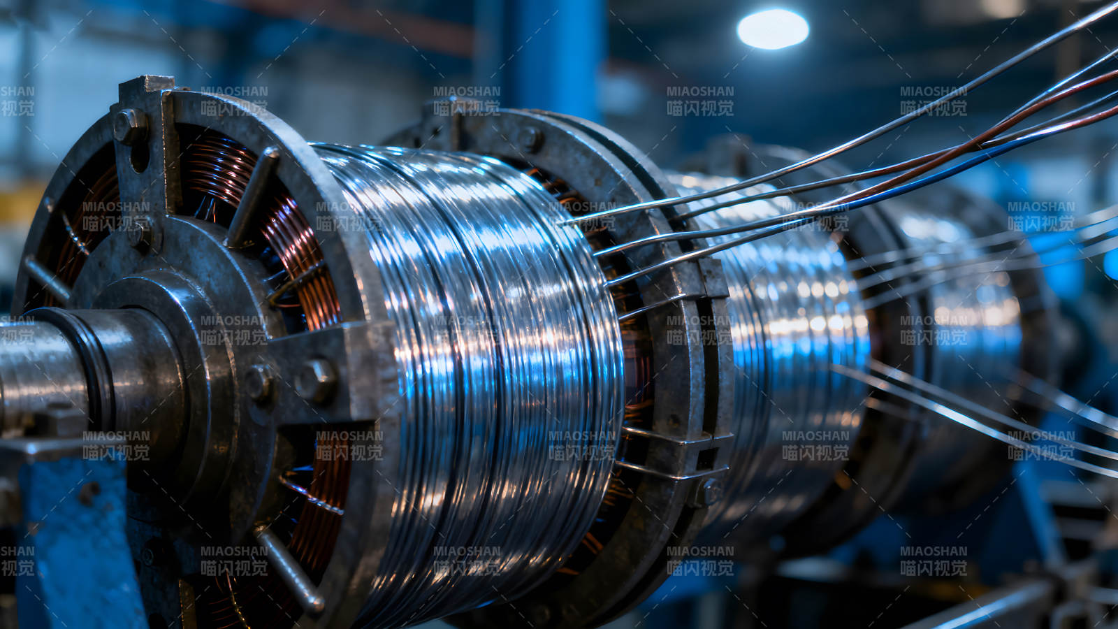 工业设备特写金属线圈缠绕图片
