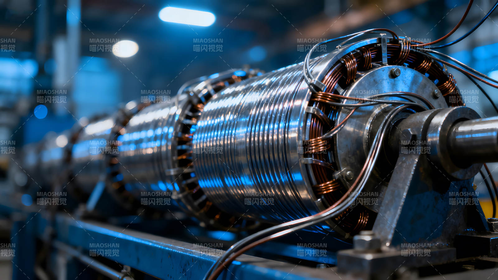 工业生产的电机特写镜头图片