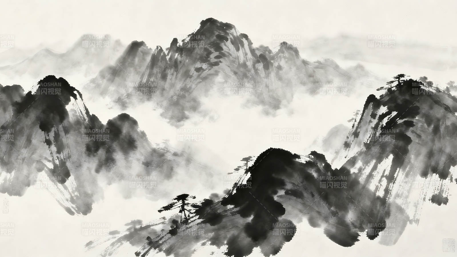 水墨山水画笔墨写意中国风图片