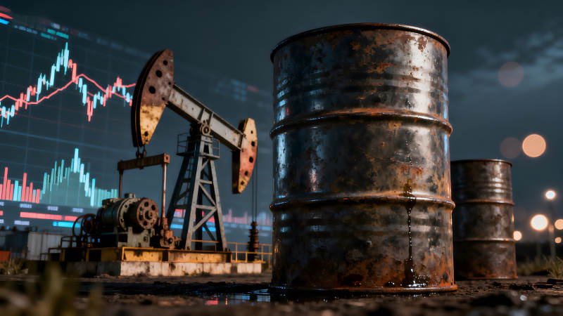 原油价格波动与油桶图片
