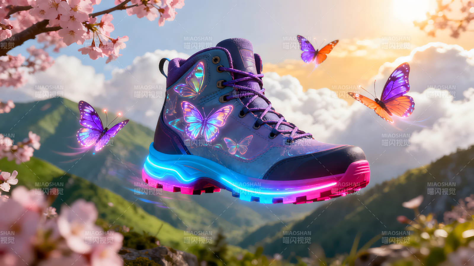 蝴蝶鞋在空中飞翔图片