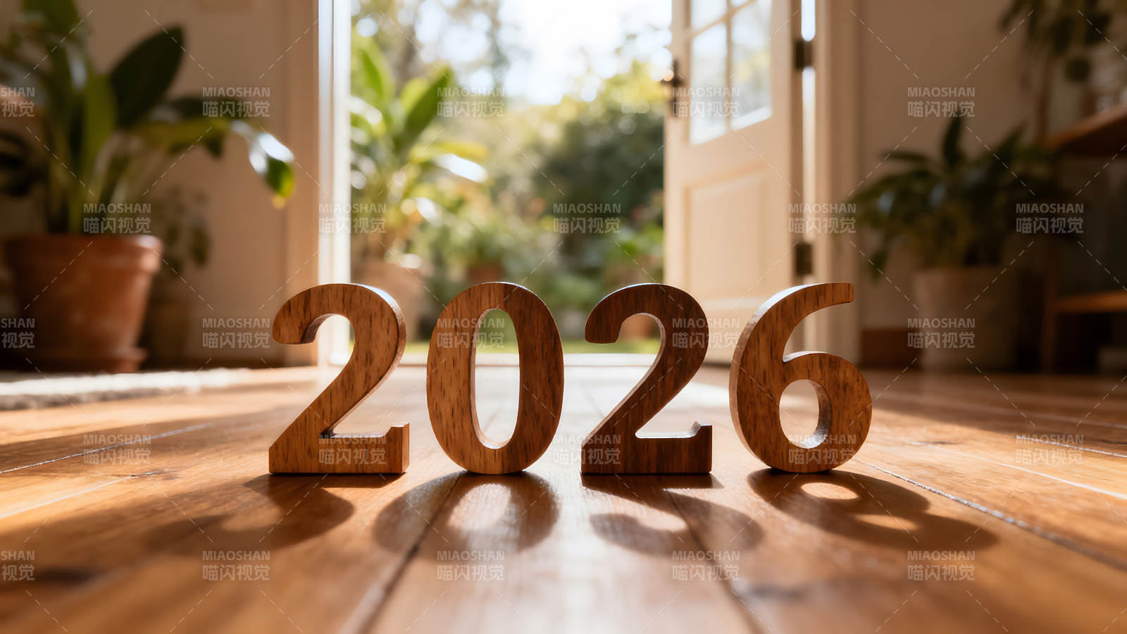 2026年份木质数字摆件室内场景图片