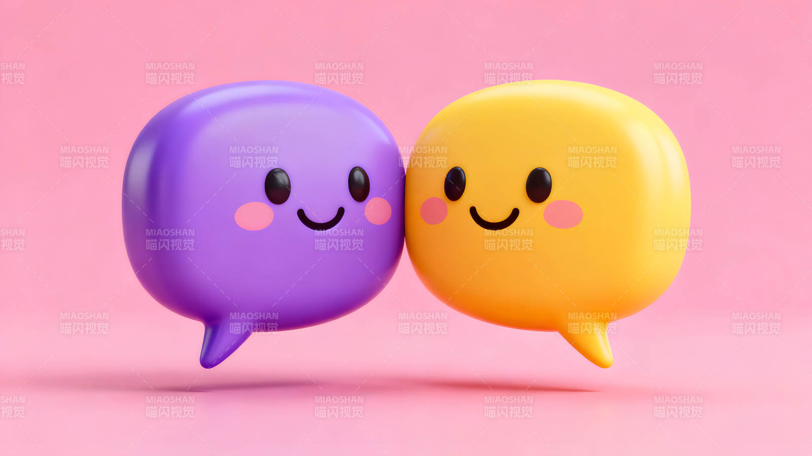 可爱对话气泡相互依偎图片