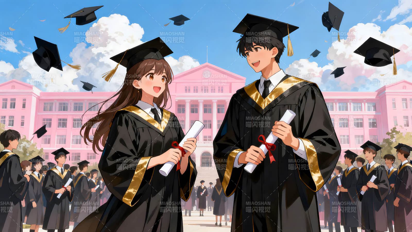 毕业典礼喜悦时刻阳光明媚图片