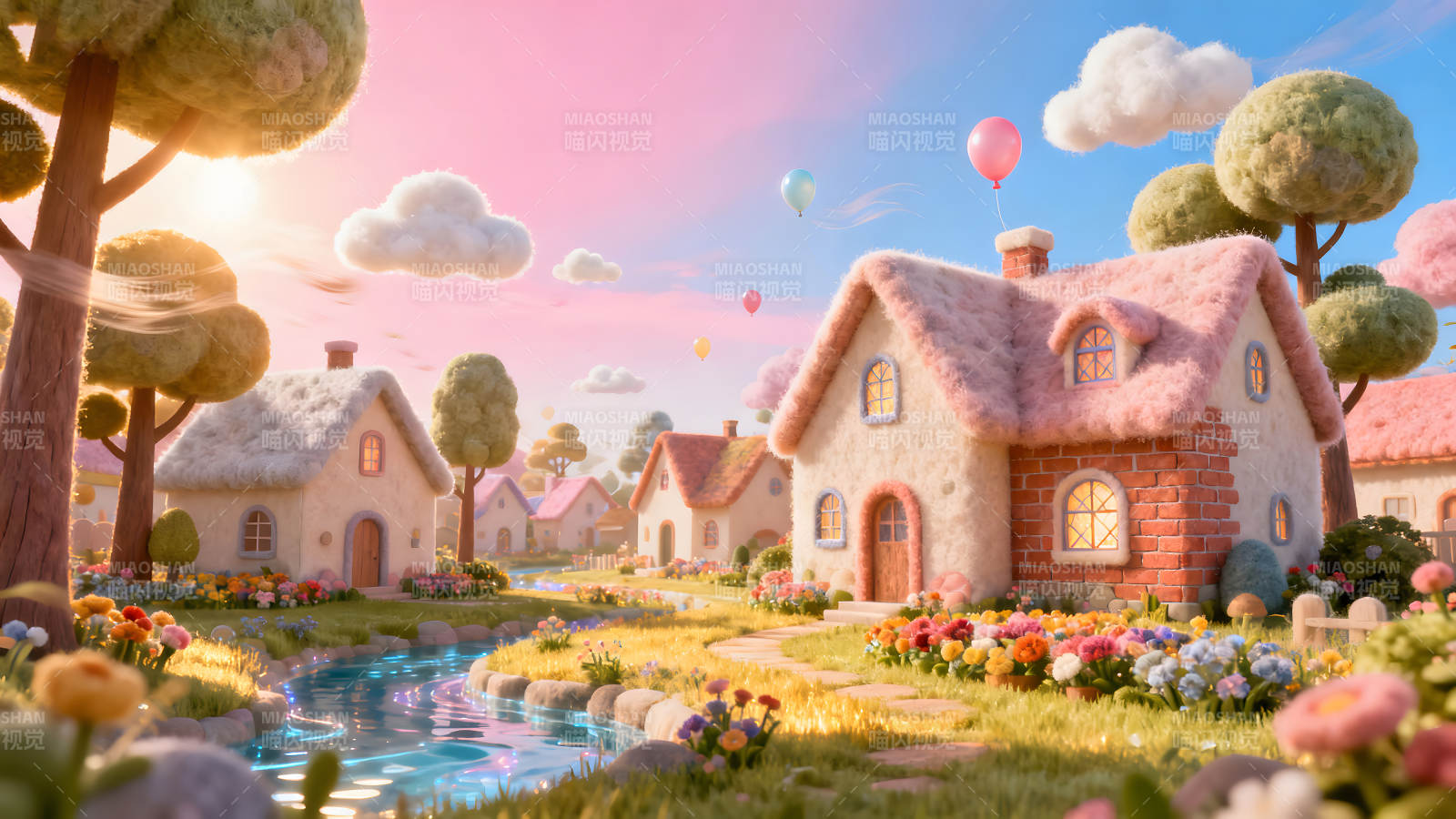 梦幻童话小镇景色宜人充满活力图片