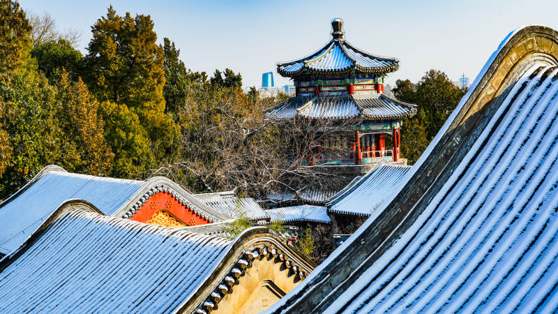 颐和园古建筑屋顶风光图片