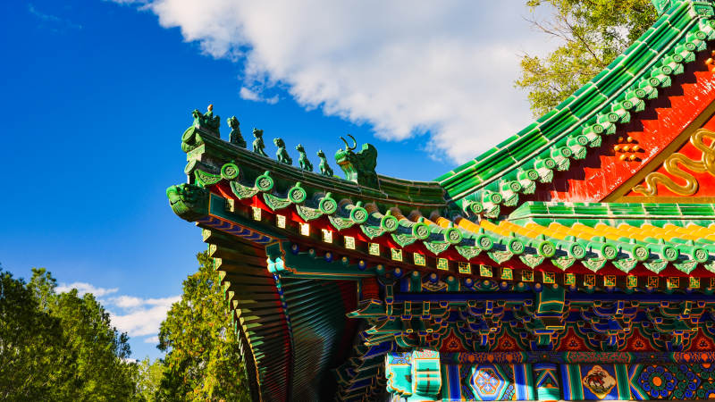 颐和园古建筑飞檐翘角图片