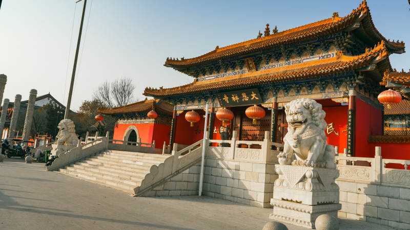 廊坊大悲禅寺门前石狮图片