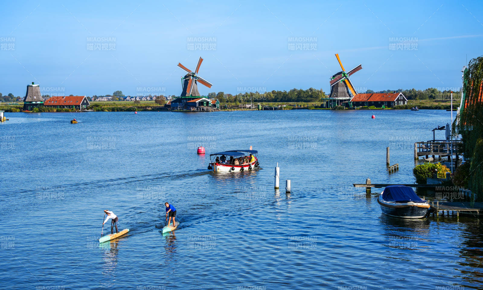 阿姆斯特丹风车水乡风光图片