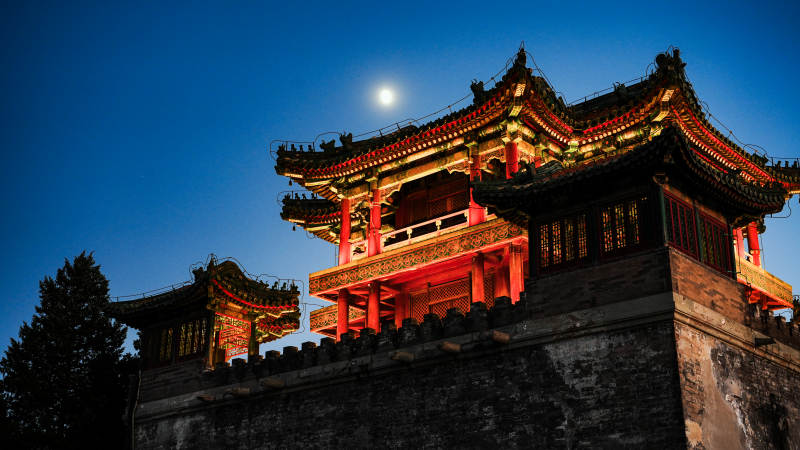 月下颐和园文昌阁夜景图片