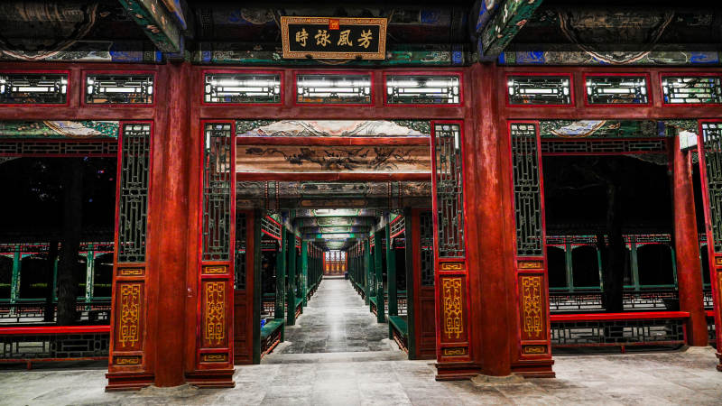 颐和园古建筑长廊图片