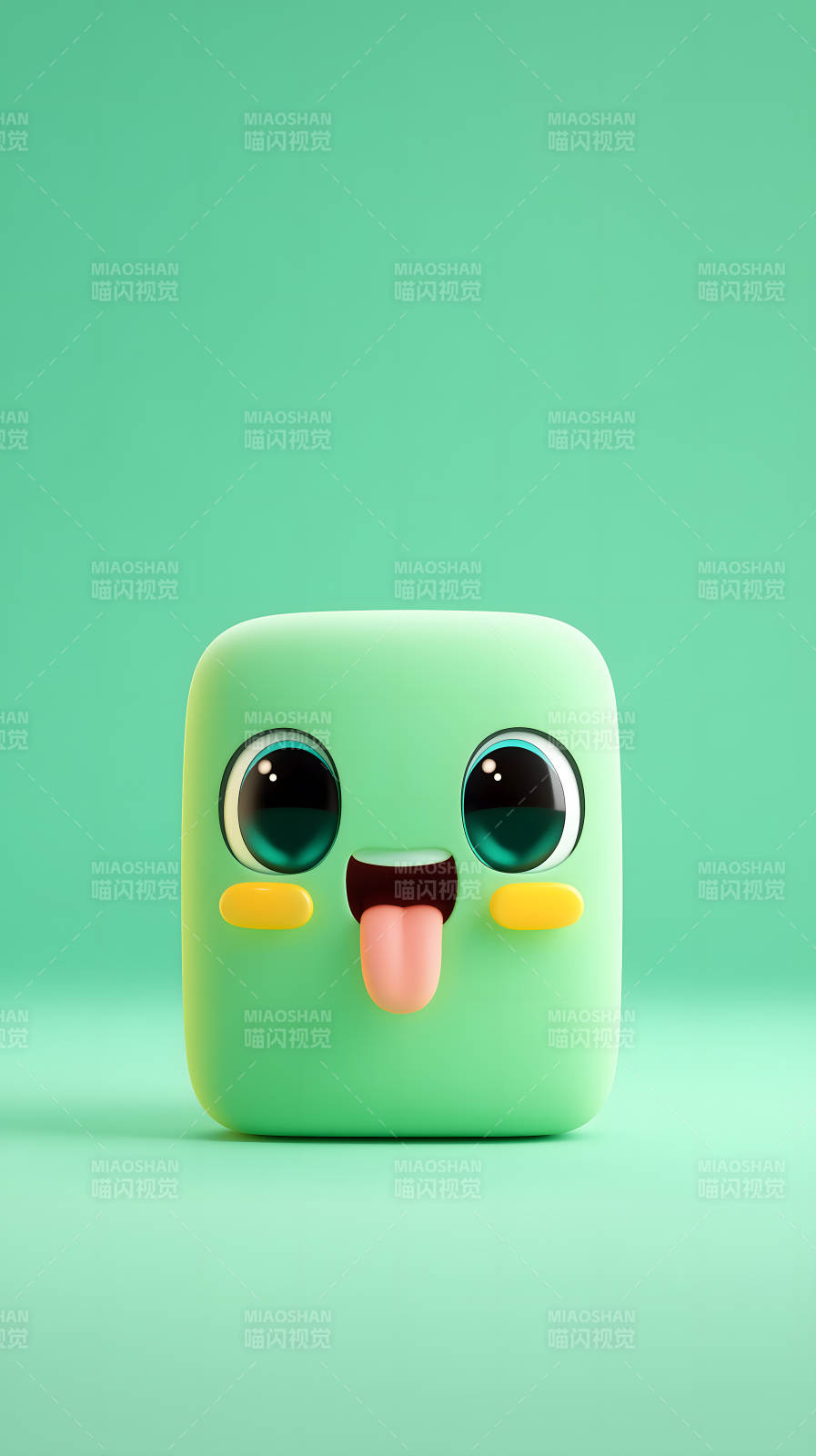 可爱绿色方块卡通形象图片