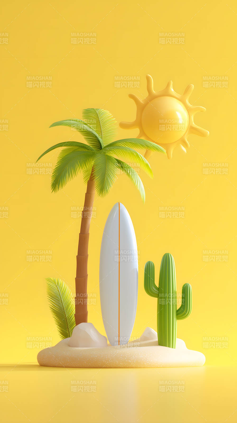 沙滩冲浪阳光明媚充满夏日氛围图片