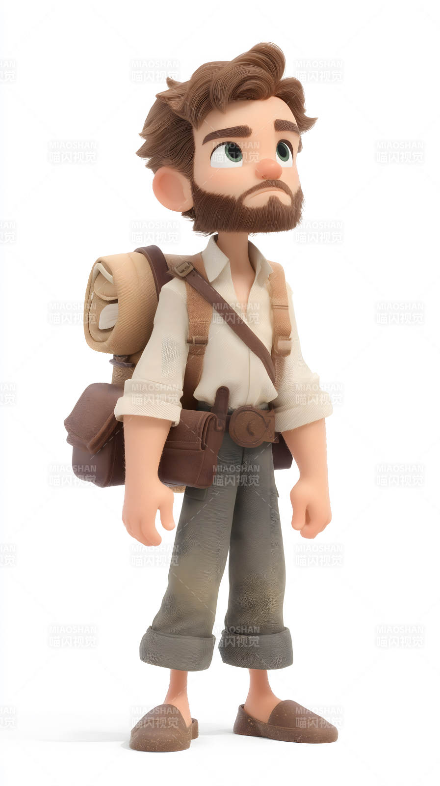 卡通探险家角色仰望天空风格设计图片