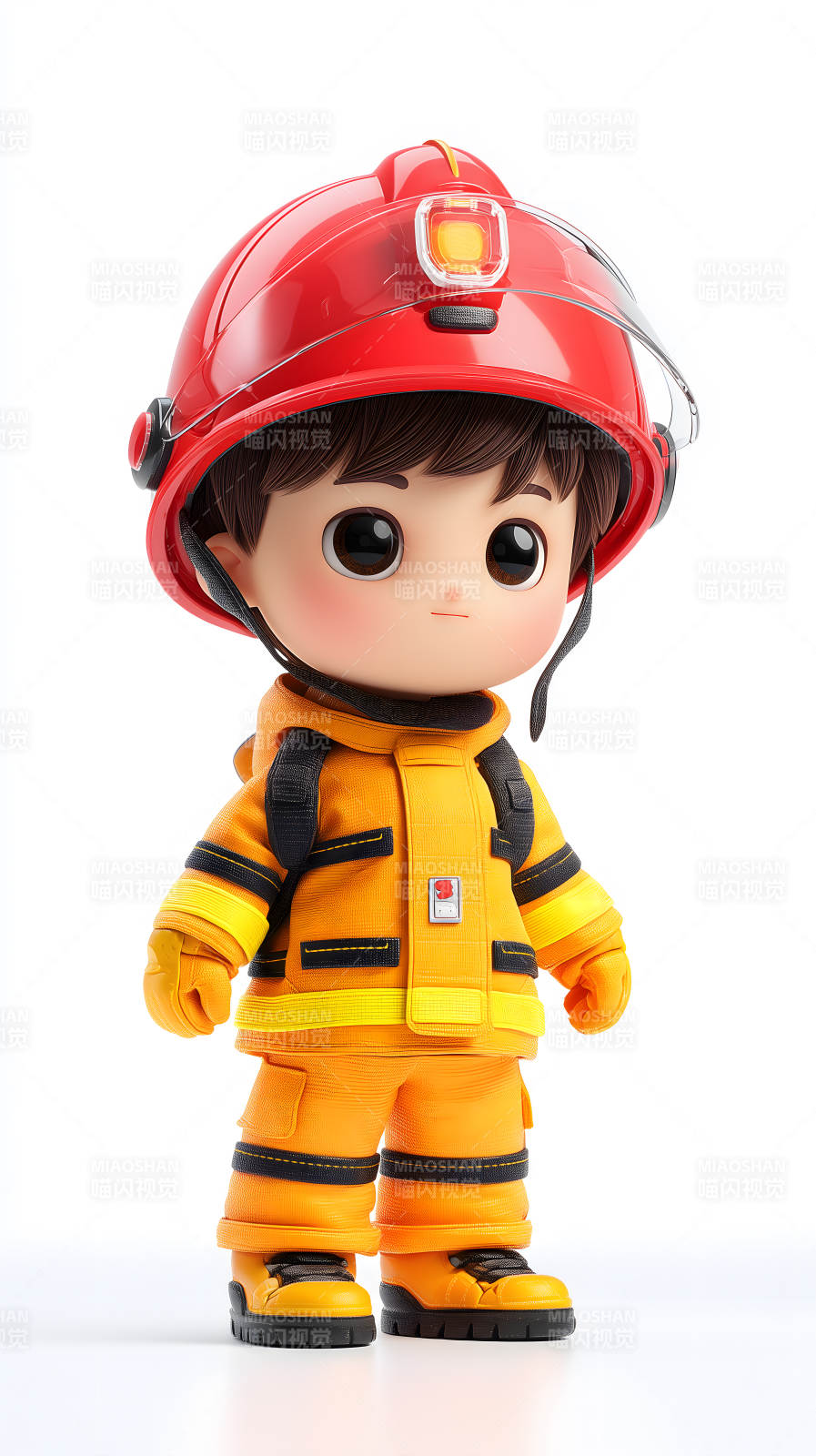 卡通消防员形象可爱表情专注图片