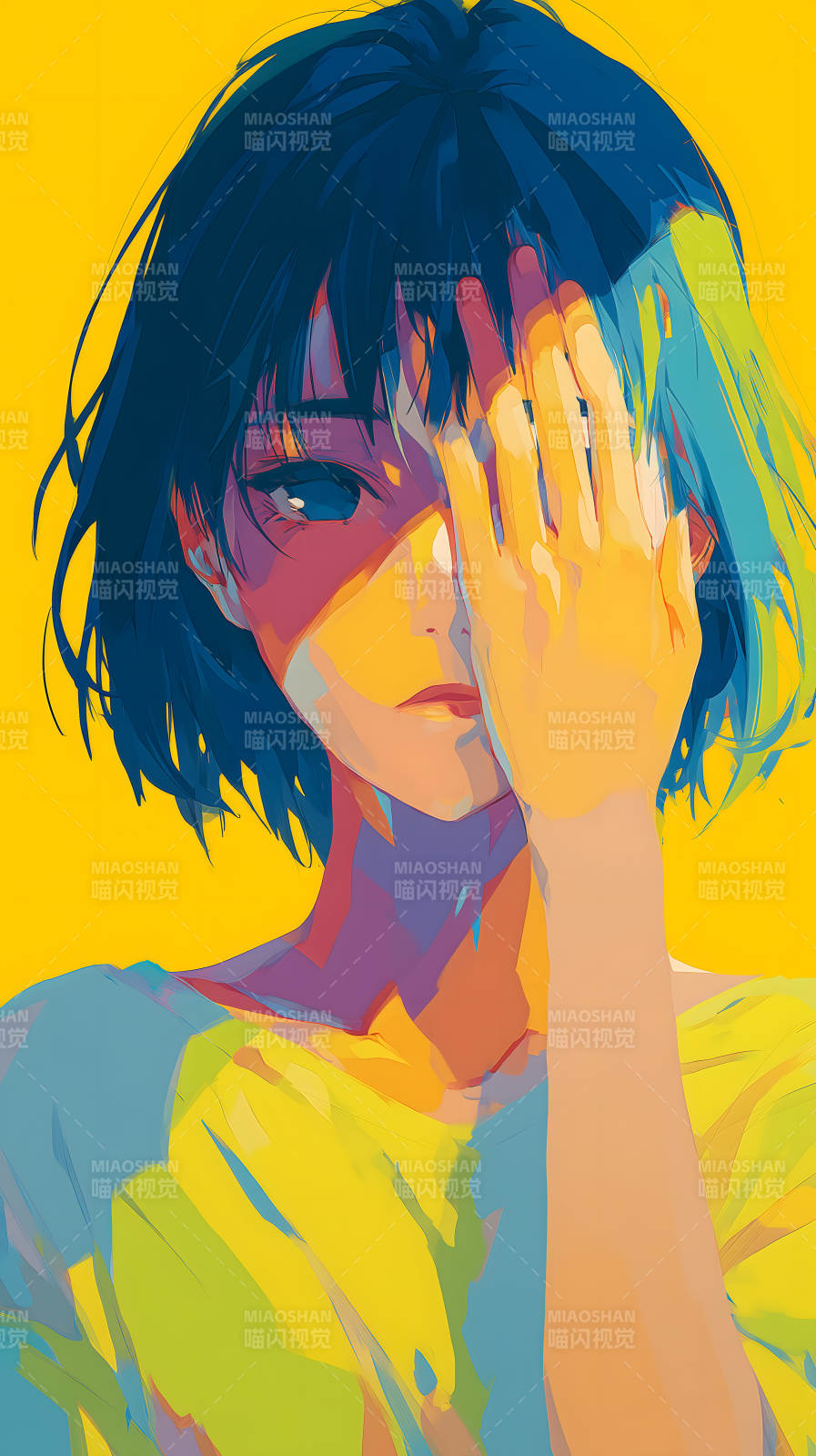 动漫女孩遮面阳光下图片