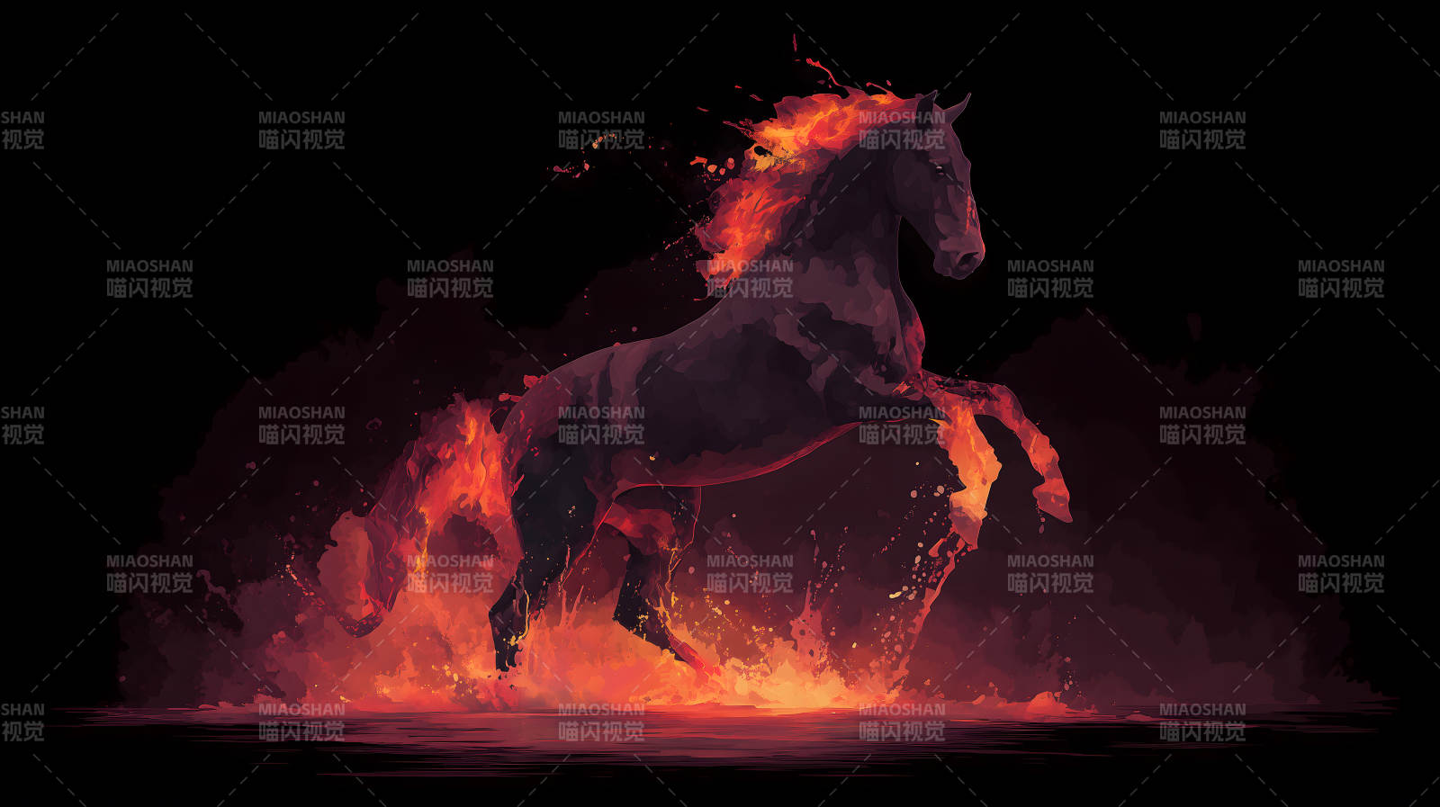 火马腾空烈焰奔腾图片