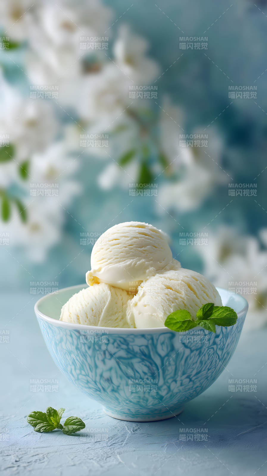冰淇淋配薄荷清新甜美图片