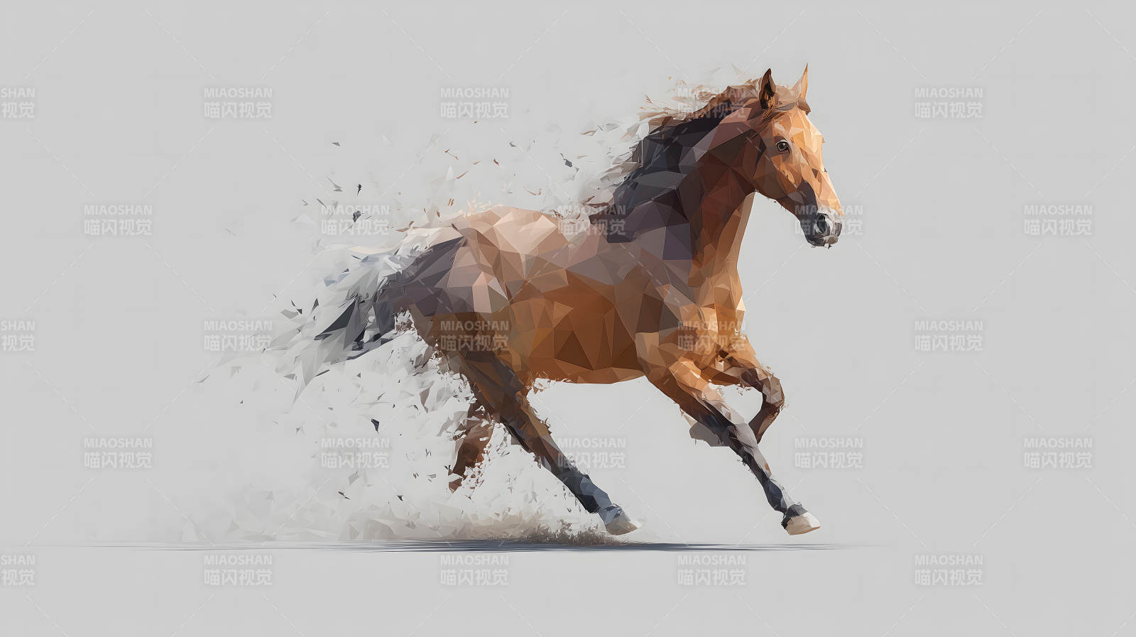 奔跑的马儿几何风格图片