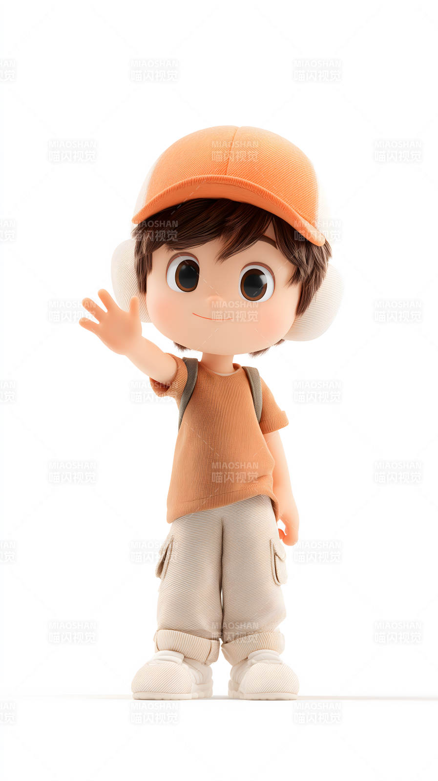 可爱卡通人物挥手微笑欢迎图片