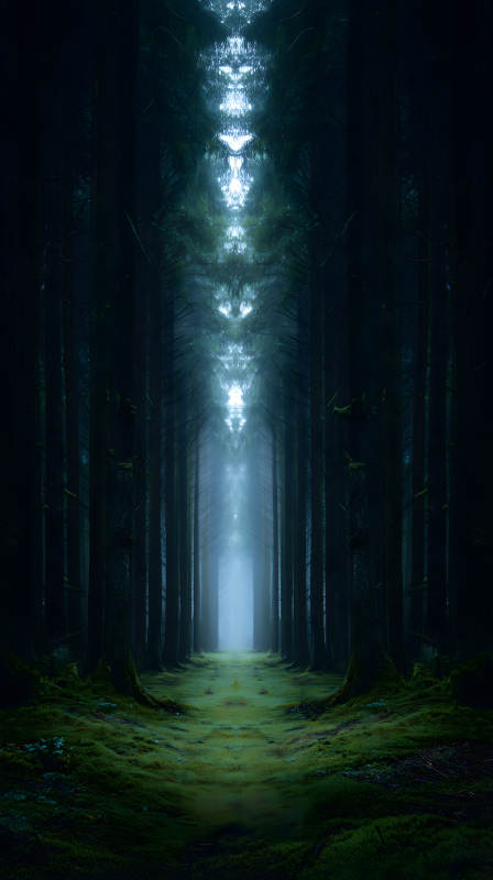 幽深森林小道通向光明图片