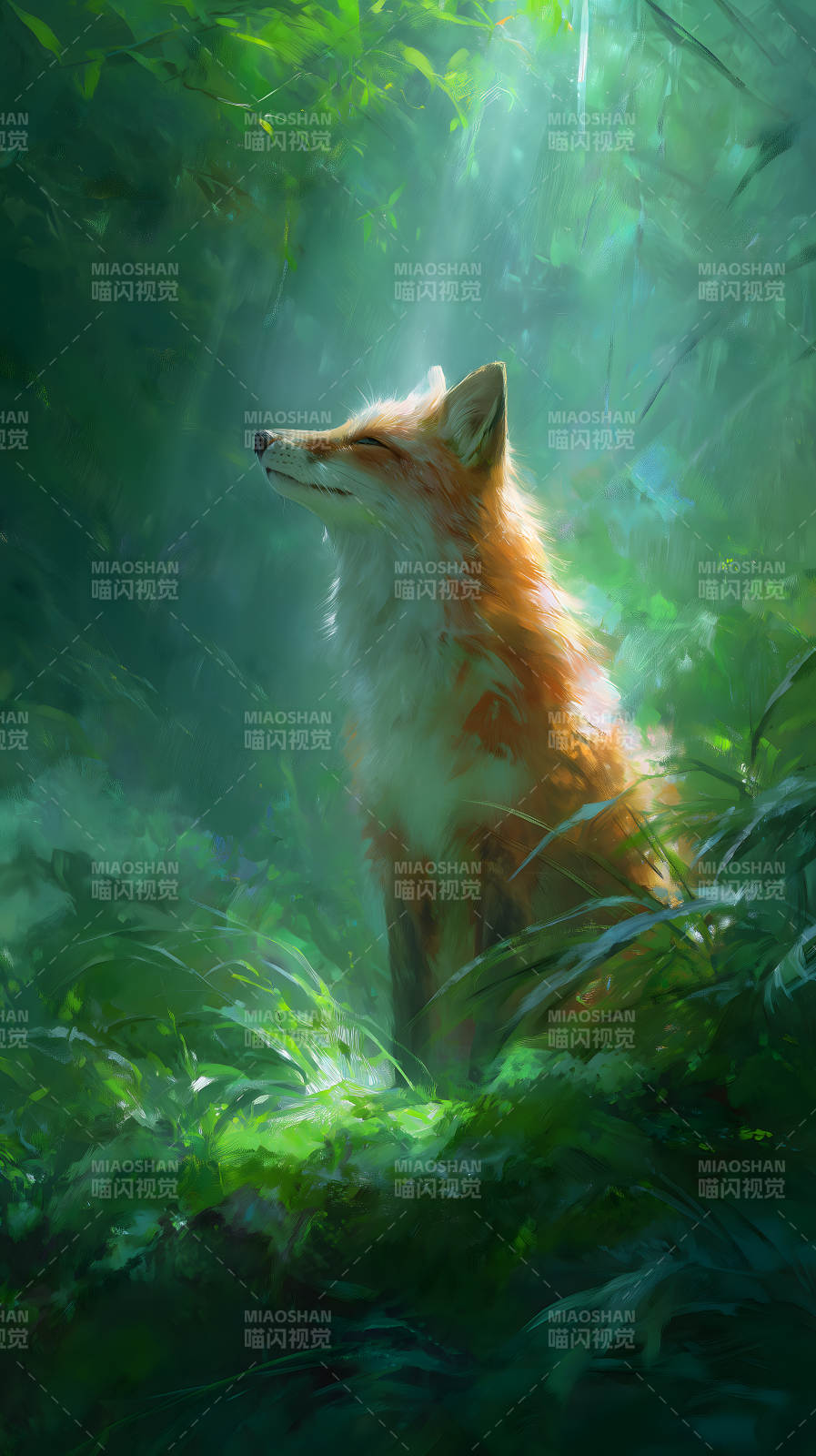 林间狐狸感受阳光图片