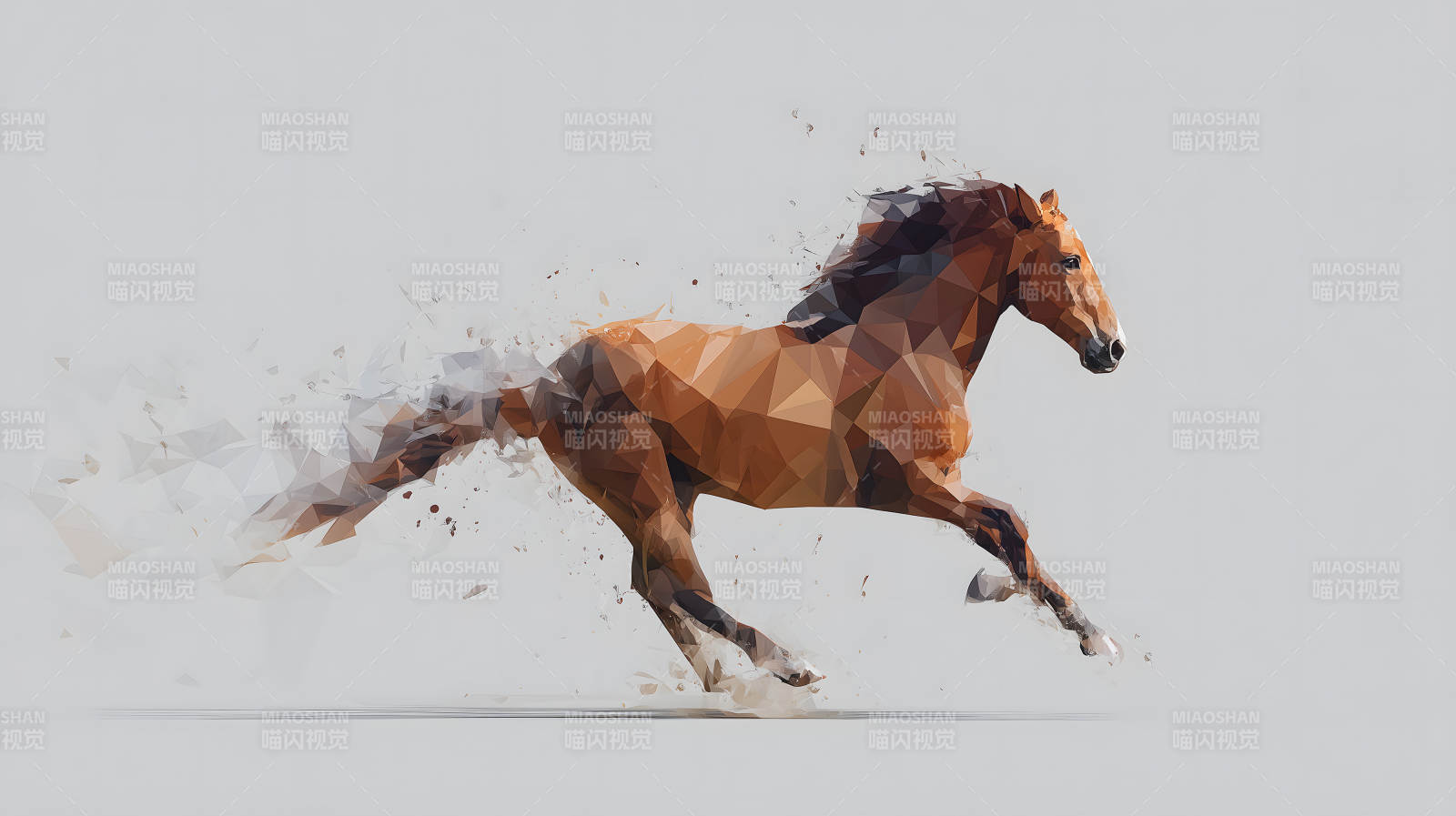 奔跑的马匹多边形艺术形象图片