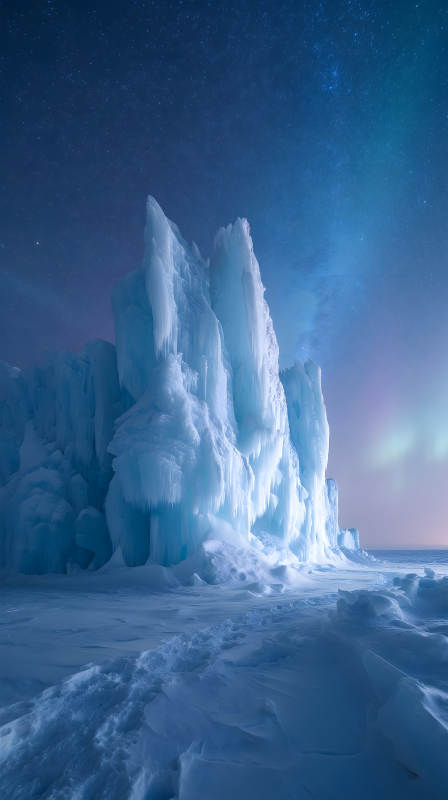 冰雪奇缘极光下的冰城堡图片