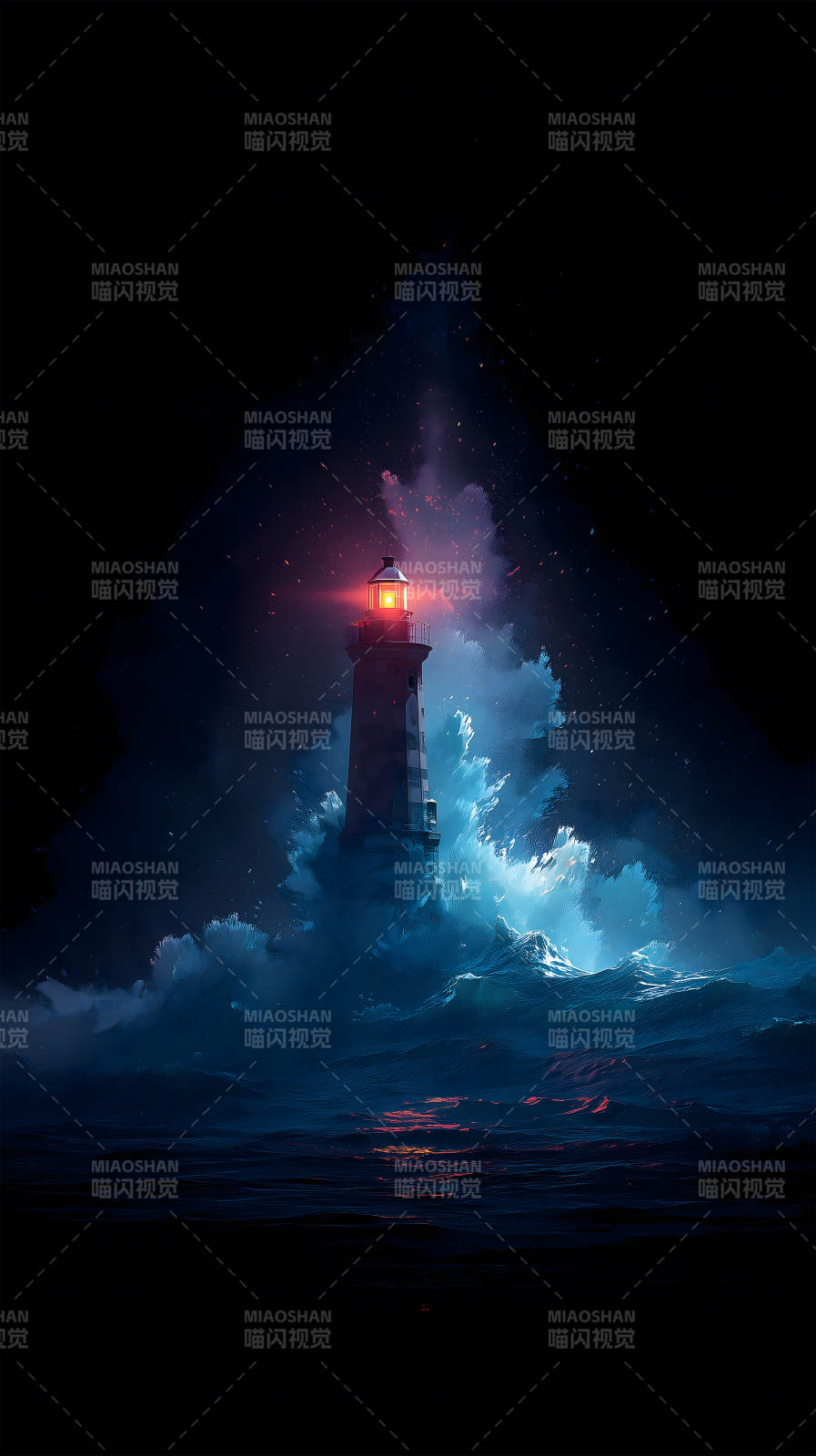 暴风雨中的灯塔指引方向图片