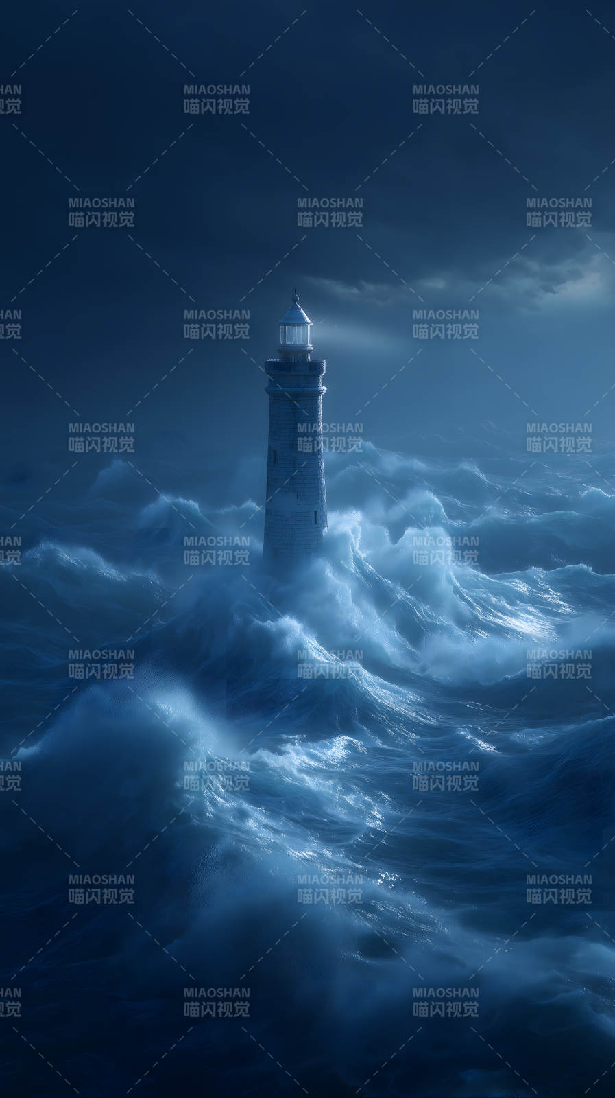 暴风雨中的灯塔照亮着前进的道路图片
