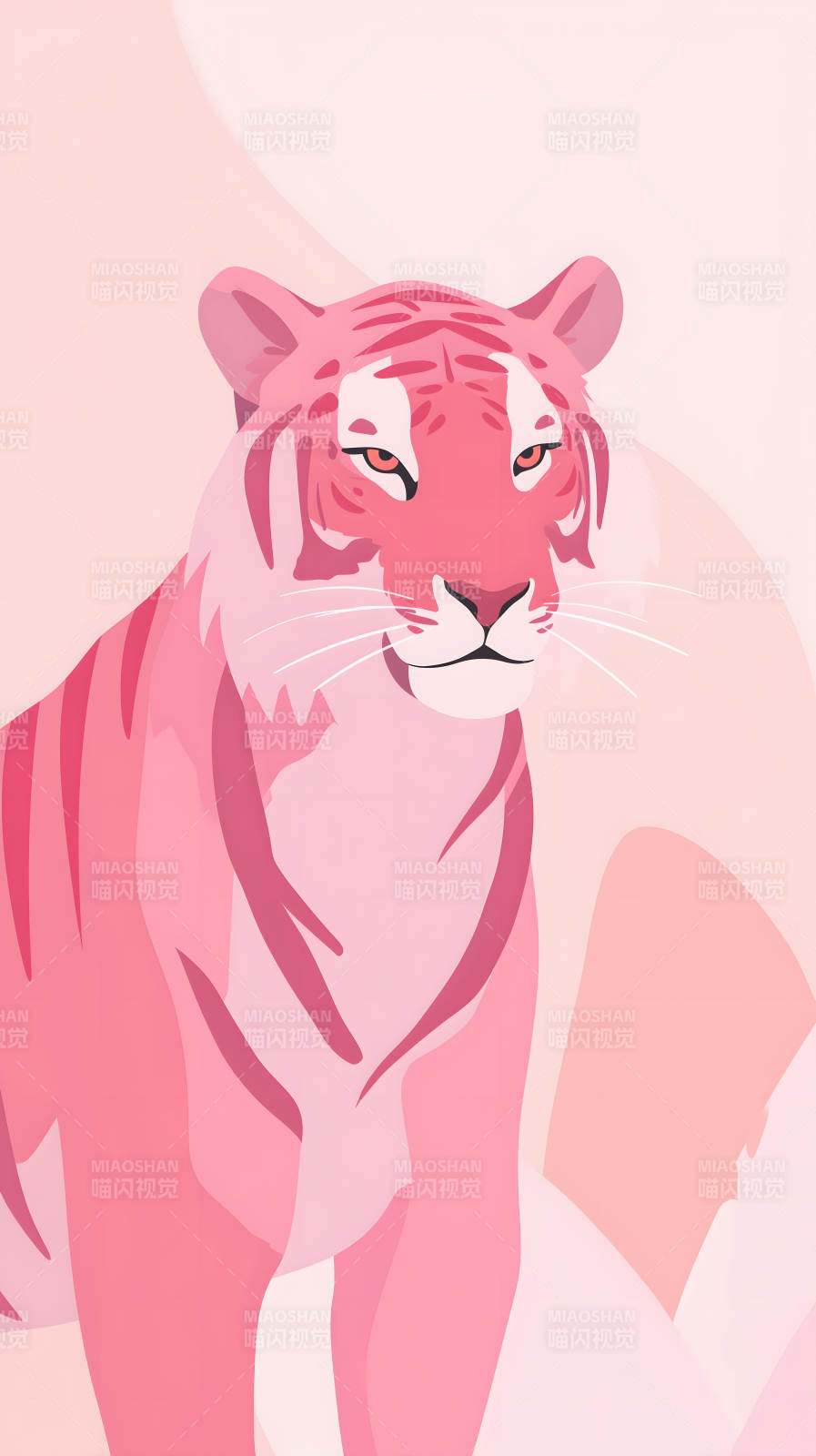粉色老虎的插画设计图片