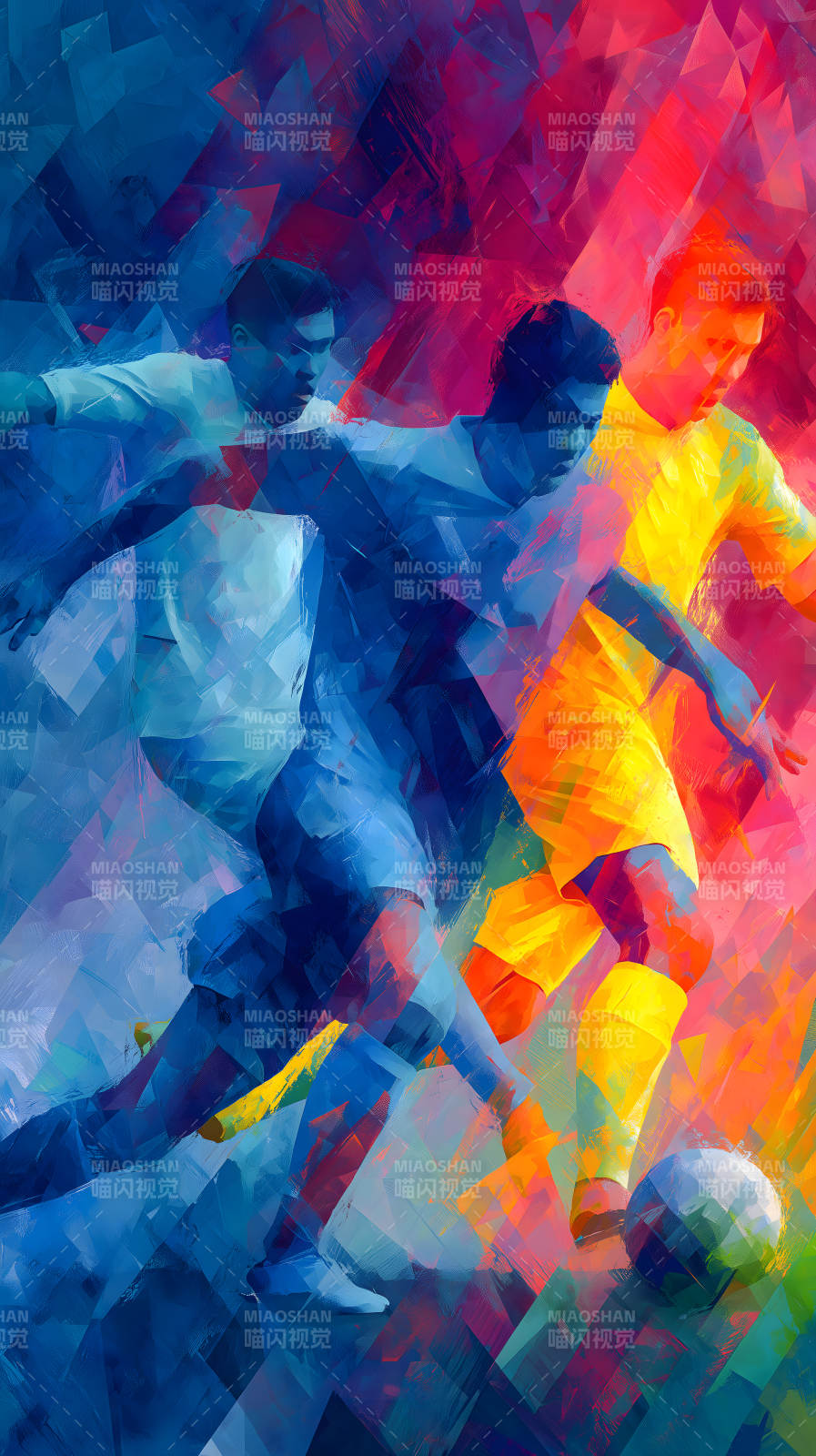 足球运动员艺术风格抽象画图片