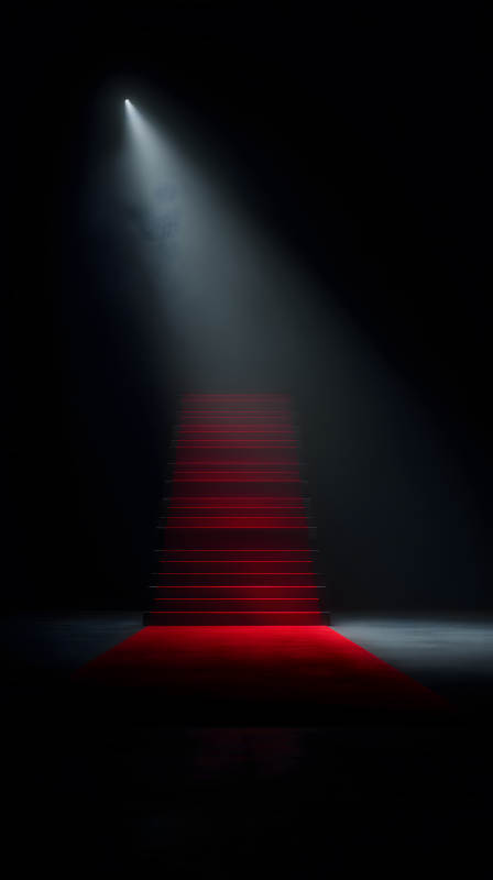 红毯阶梯通往黑暗的光明图片