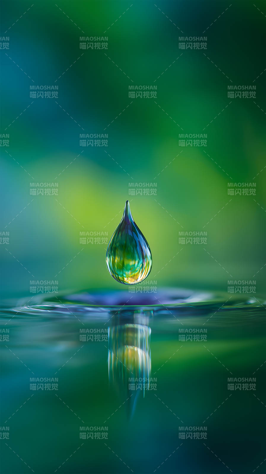 水滴倒影自然之美清新怡人图片
