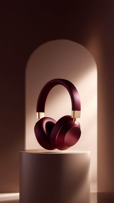 时尚耳机优雅摆放艺术氛围图片