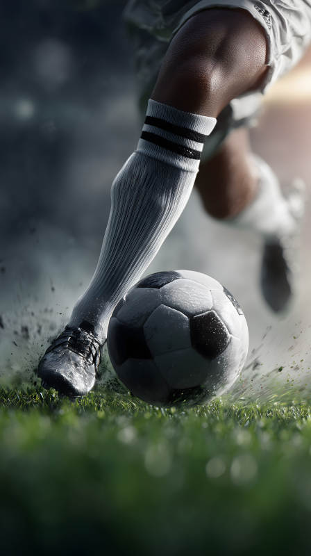 足球踢球瞬间运动感十足图片