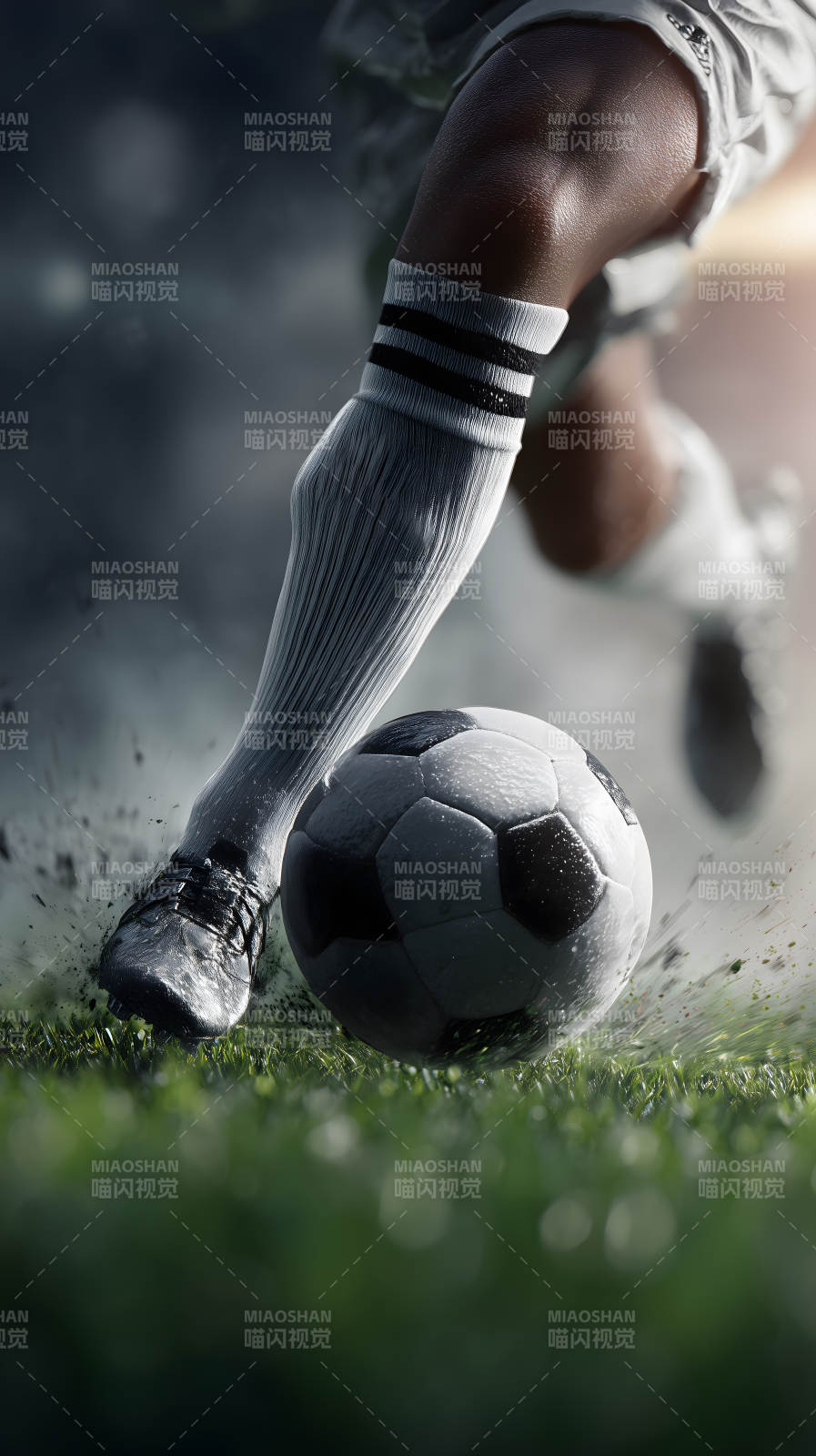 足球踢球瞬间运动感十足图片