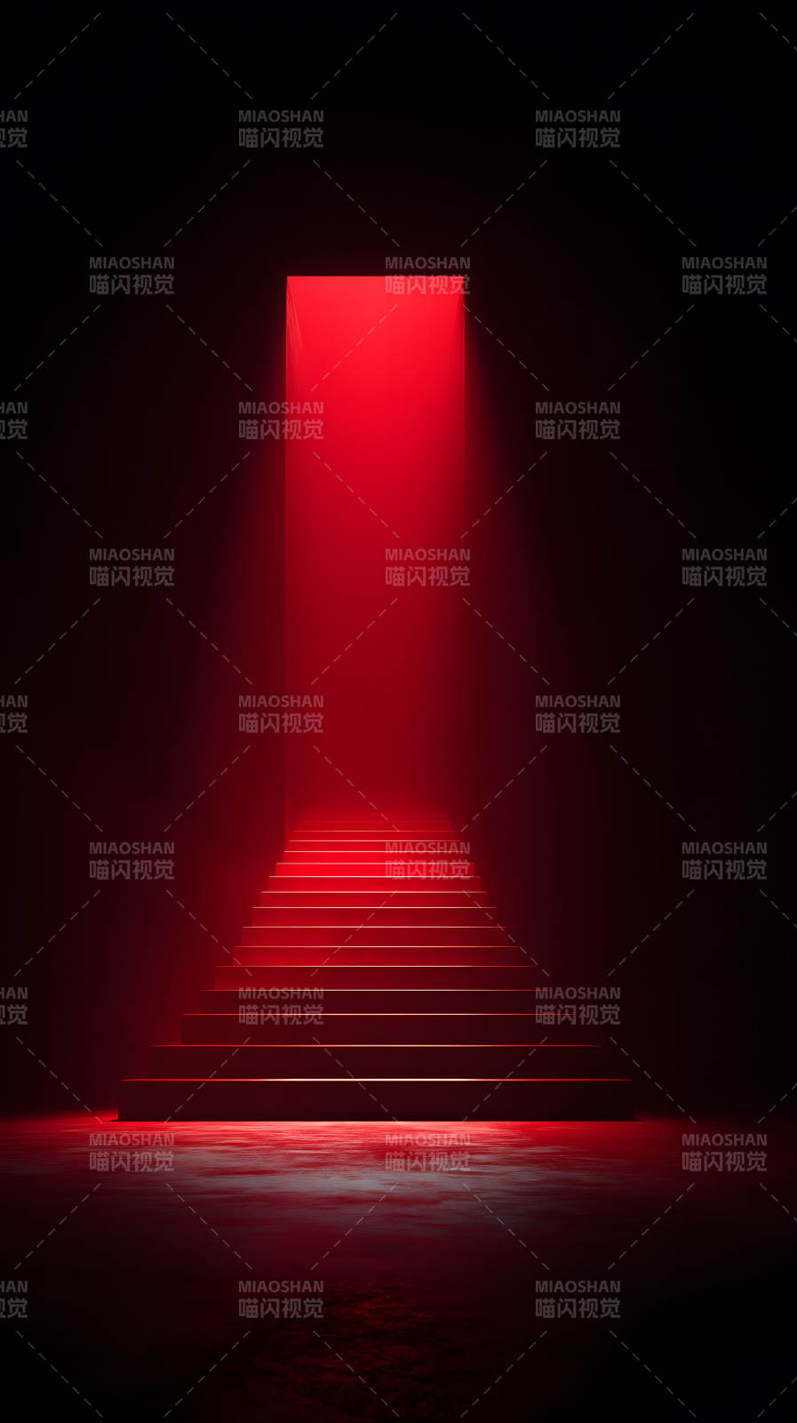 红色楼梯通向光芒照亮黑暗图片