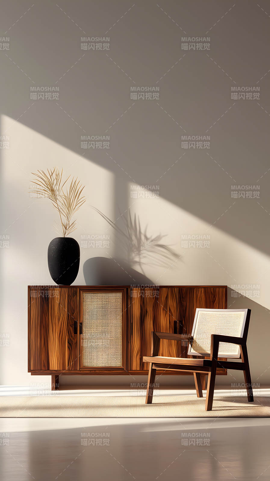 木质家具与光影的优雅组合图片