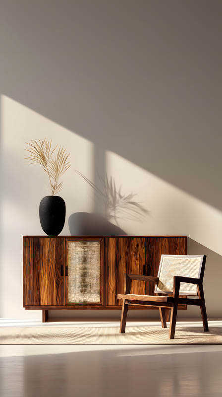 木质家具与光影的优雅组合图片