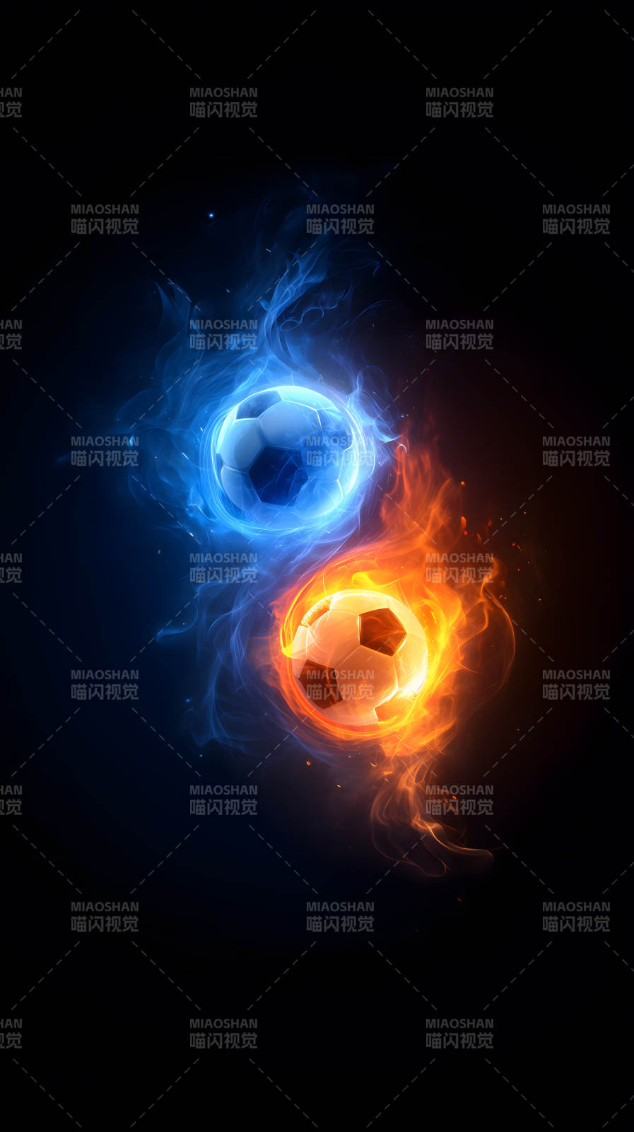 火焰冰球碰撞黑暗宇宙图片