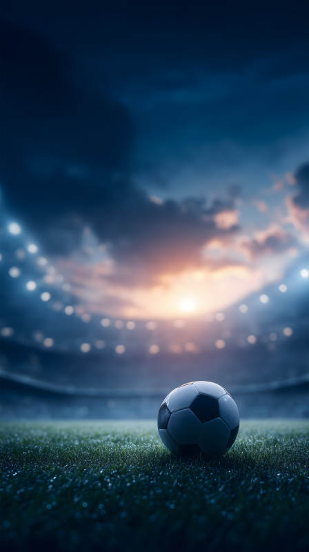 足球场夜景灯光照亮绿茵场图片