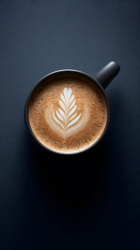 咖啡拉花特写黑杯子图片