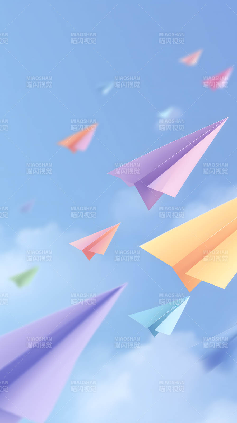 天空纸飞机梦幻唯美蓝天图片