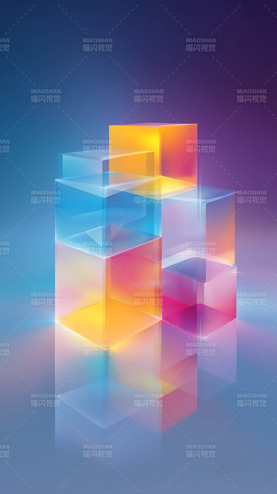 彩虹立方体组合的视觉效果图片