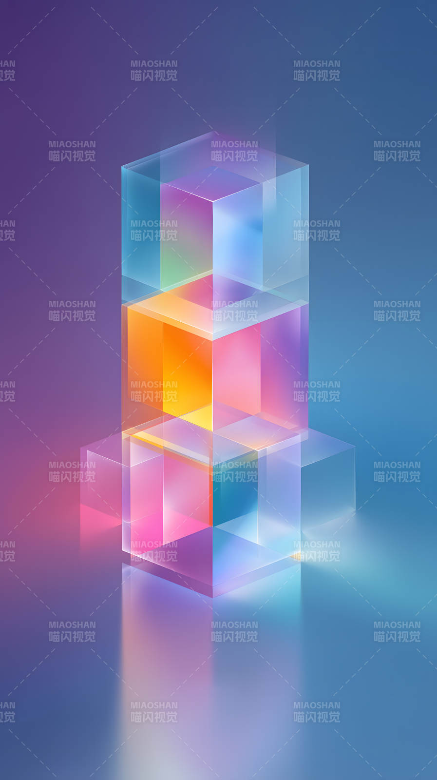 彩色立方体抽象设计光影交织图片