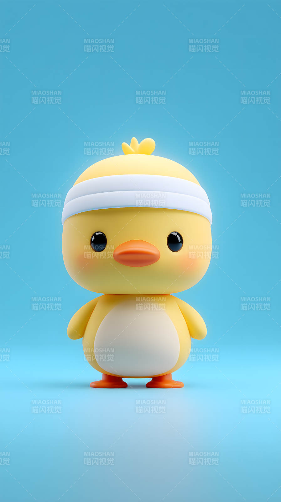 可爱卡通小鸭子戴着头带图片