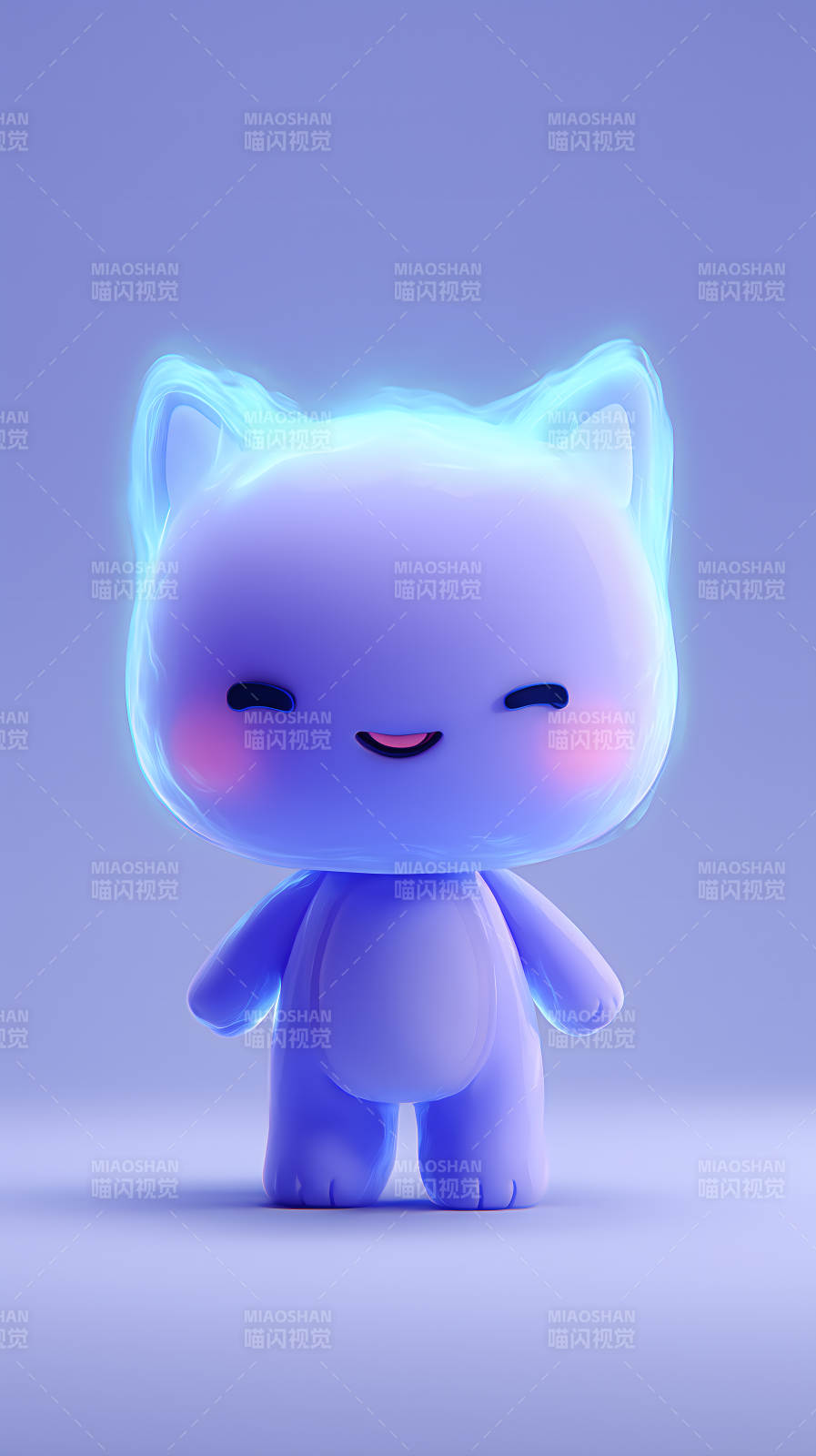 可爱蓝猫卡通形象发光特效图片