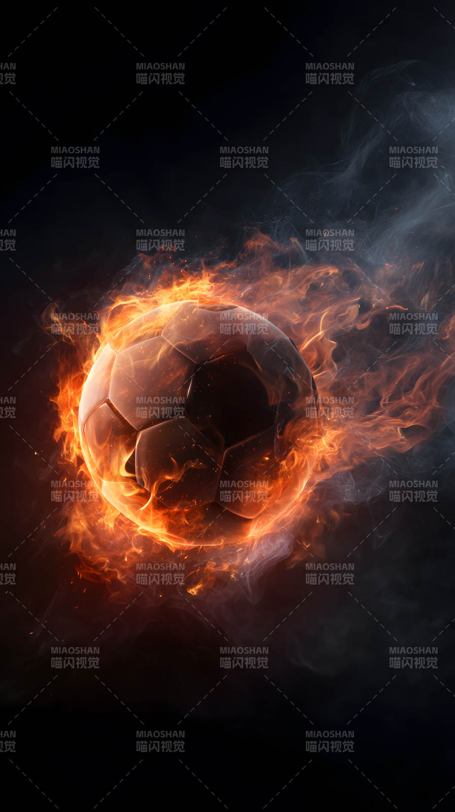 燃烧的足球火焰腾空而起图片
