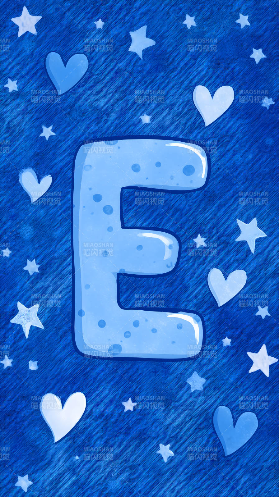 蓝色背景上的字母E和星星图片